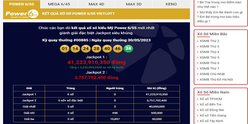 Power 6/55 - Giải thưởng lớn nhất trị giá lên tới hơn 30 tỷ đồng tiền Việt